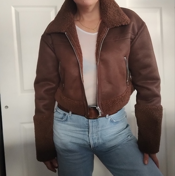 Faux Shearling  Bomber Jacket Medium - Picture 8 of 10